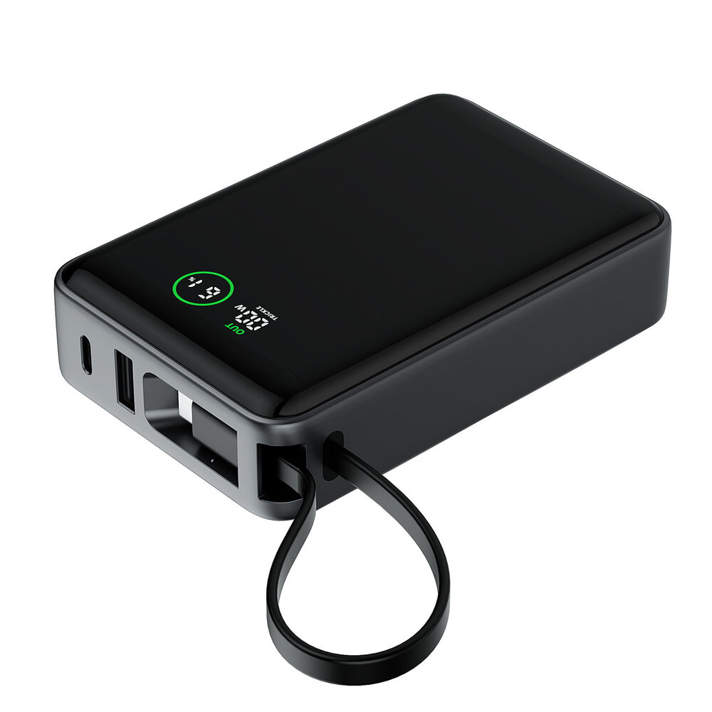 TUNIQ TUNIQ Powerbank - Powerbank 20000mAH With Built In Cable - Zwart