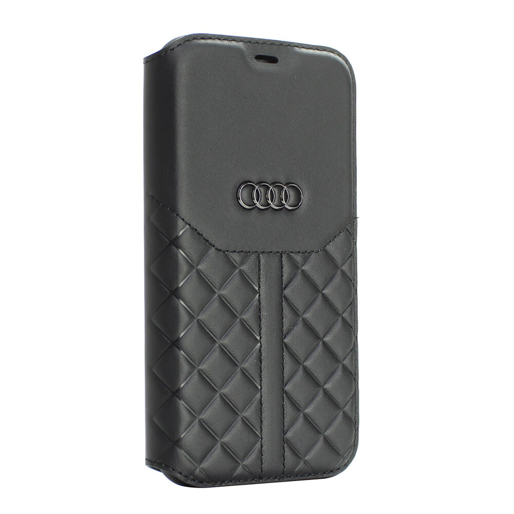 Audi Audi iPhone 12 Pro Max Backcover hoesje - Black Book Case Q8 Serie Genuine Leather - Zwart Audi Audi iPhone 12 Pro Max Backcover hoesje - Black Book Case Q8 Serie Genuine Leather - Zwart