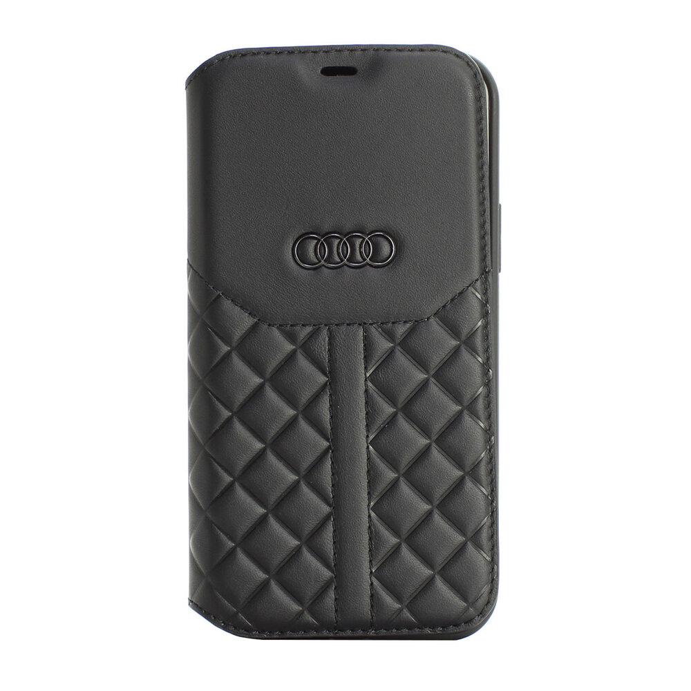 Audi Audi iPhone 12 Pro Max Backcover hoesje - Black Book Case Q8 Serie Genuine Leather - Zwart Audi Audi iPhone 12 Pro Max Backcover hoesje - Black Book Case Q8 Serie Genuine Leather - Zwart