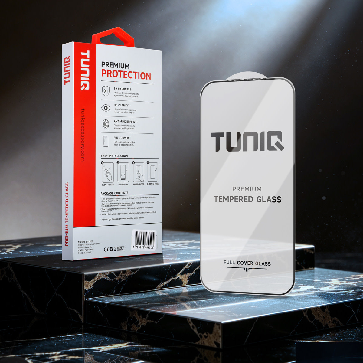TUNIQ TUNIQ iPhone 17 Pro Screenprotector - Box of 10 10D full coverage - Transparant, foto 2 van 2