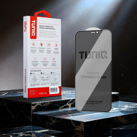 TUNIQ TUNIQ iPhone 12/12 Pro Display Schutzglas - Box of 10 Privacy full coverage - Transparent