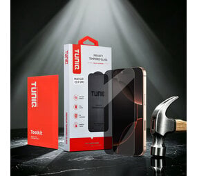 TUNIQ TUNIQ iPhone 16 Pro Screenprotector - Box of 10 Privacy full coverage - Transparant TUNIQ TUNIQ iPhone 16 Pro Screenprotector - Box of 10 Privacy full coverage - Transparant