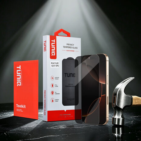 TUNIQ TUNIQ iPhone 16 Pro Display Schutzglas - Box of 10 Privacy full coverage - Transparent TUNIQ TUNIQ iPhone 16 Pro Display Schutzglas - Box of 10 Privacy full coverage - Transparent