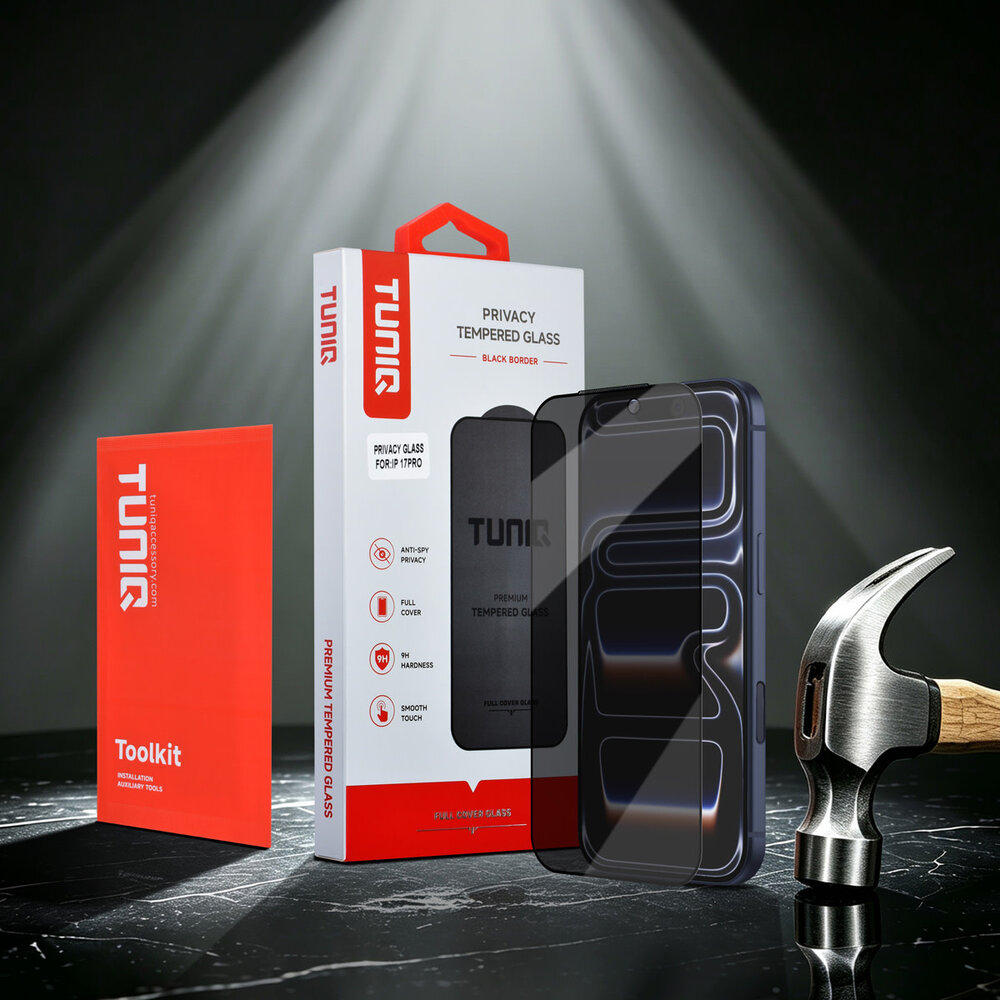TUNIQ TUNIQ iPhone 17 Pro Protecteur D'écran - Box of 10 Privacy full coverage - Transparent TUNIQ TUNIQ iPhone 17 Pro Protecteur D'écran - Box of 10 Privacy full coverage - Transparent