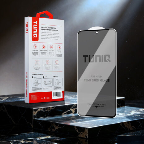TUNIQ TUNIQ Galaxy A57 Screenprotector - Box of 10 Privacy full coverage - Transparant TUNIQ TUNIQ Galaxy A57 Screenprotector - Box of 10 Privacy full coverage - Transparant