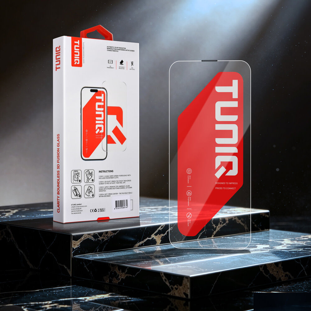 TUNIQ TUNIQ iPhone 13 Pro Max Screenprotector - Box of 10 Privacy full coverage - Transparant TUNIQ TUNIQ iPhone 13 Pro Max Screenprotector - Box of 10 Privacy full coverage - Transparant