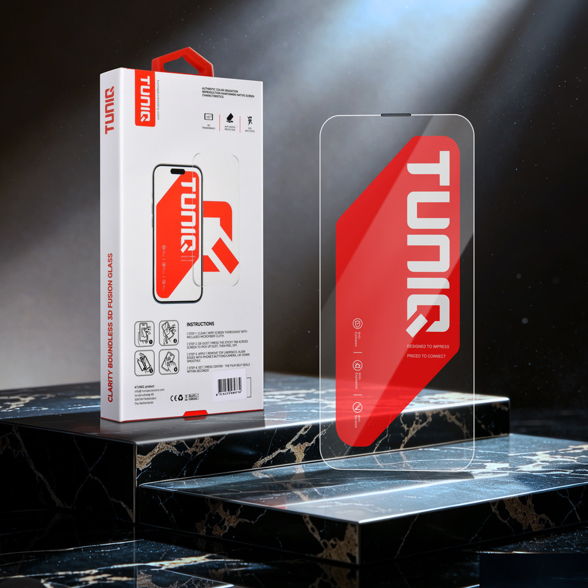 TUNIQ TUNIQ iPhone 13 Pro Max Screenprotector - Box of 10 Privacy full coverage - Transparant, foto 2 van 2