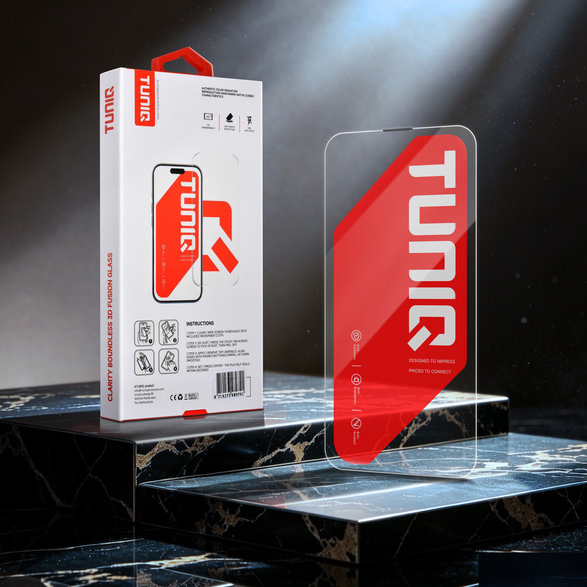TUNIQ TUNIQ iPhone 14 Screenprotector - Box of 10 Borderless HD - Transparant, foto 2 van 2