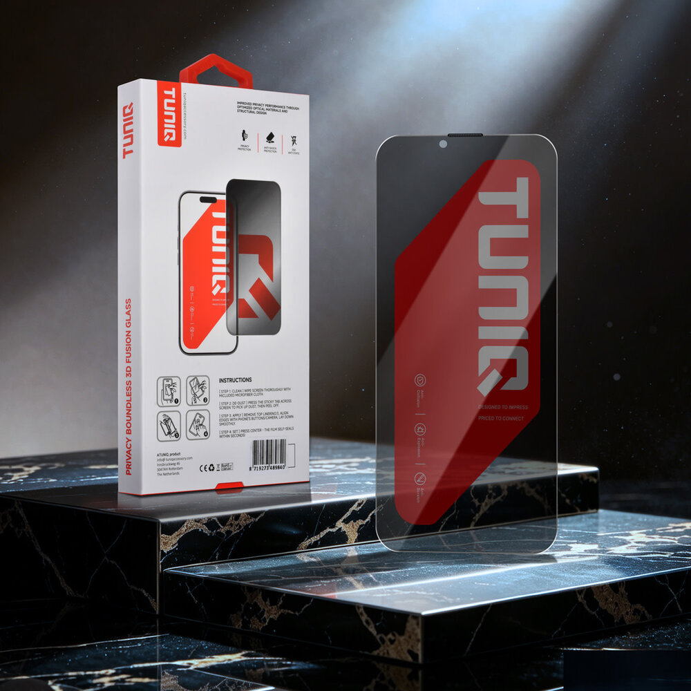TUNIQ TUNIQ iPhone 14 Display Schutzglas - Box of 10 Borderless Privacy glass - Transparent TUNIQ TUNIQ iPhone 14 Display Schutzglas - Box of 10 Borderless Privacy glass - Transparent