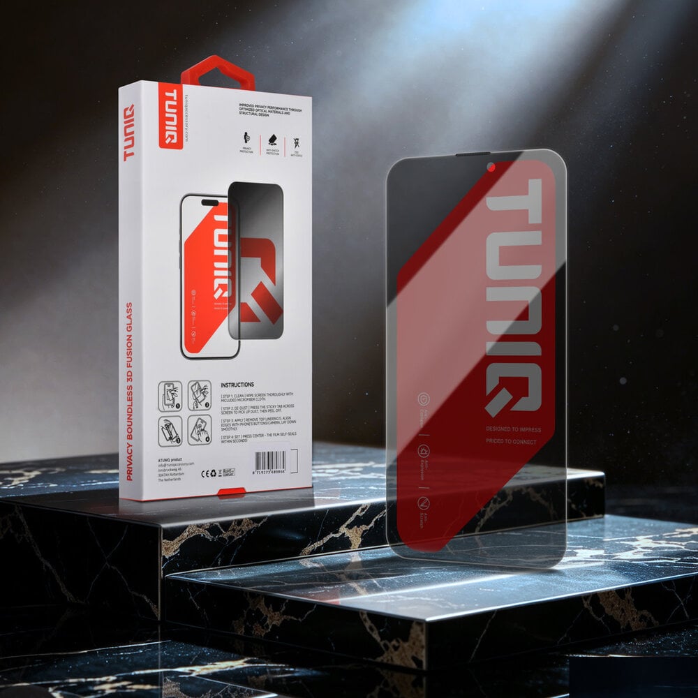 TUNIQ TUNIQ iPhone 14 Pro Protecteur D'écran - Box of 10 Borderless Privacy glass - Transparent TUNIQ TUNIQ iPhone 14 Pro Protecteur D'écran - Box of 10 Borderless Privacy glass - Transparent