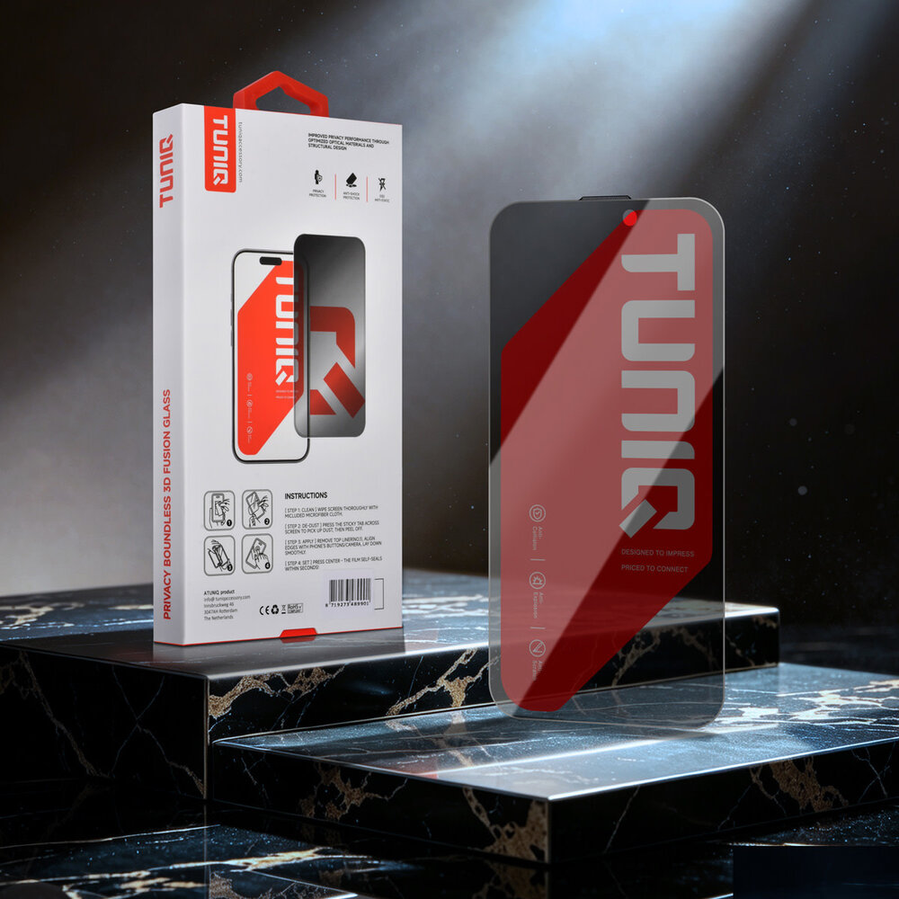 TUNIQ TUNIQ iPhone 16 Pro Display Schutzglas - Box of 10 Borderless Privacy glass - Transparent TUNIQ TUNIQ iPhone 16 Pro Display Schutzglas - Box of 10 Borderless Privacy glass - Transparent