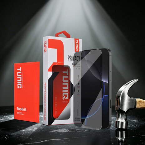 TUNIQ TUNIQ iPhone 16 Pro Max Screenprotector - Box of 10 Borderless Privacy glass - Transparant TUNIQ TUNIQ iPhone 16 Pro Max Screenprotector - Box of 10 Borderless Privacy glass - Transparant