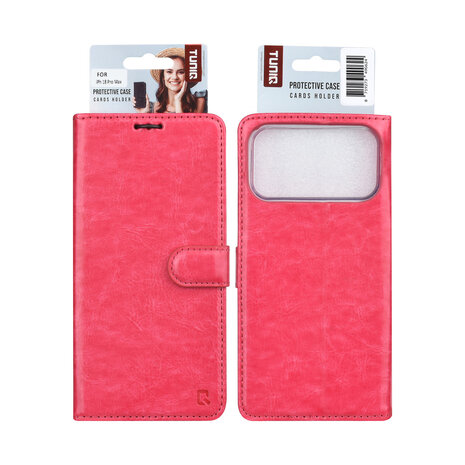 TUNIQ TUNIQ iPhone 18 Pro Max Back cover case - PU+TPU Booktype Case - Pink TUNIQ TUNIQ iPhone 18 Pro Max Back cover case - PU+TPU Booktype Case - Pink