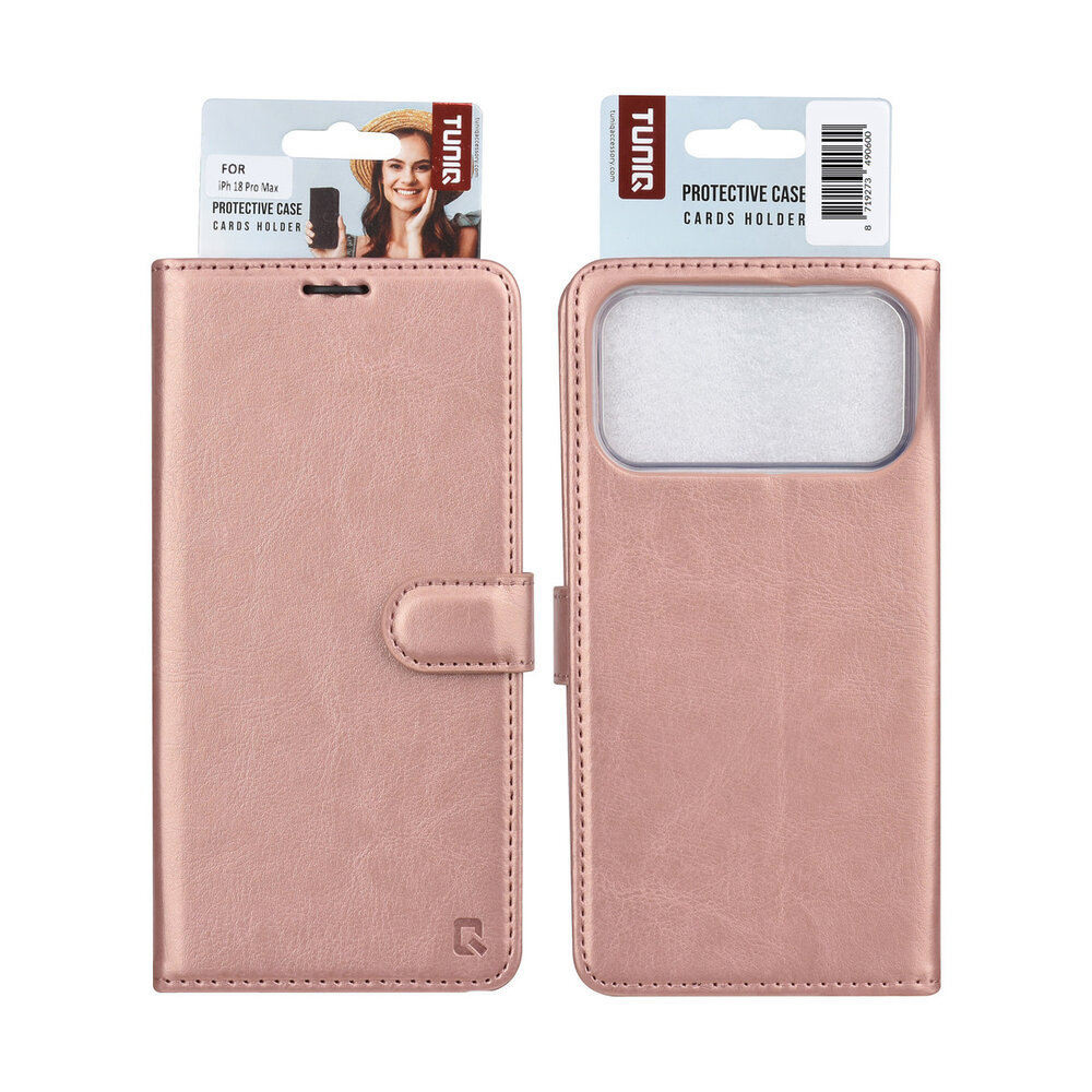TUNIQ TUNIQ iPhone 18 Pro Max Back cover coque - PU+TPU Booktype Case - Rose Gold TUNIQ TUNIQ iPhone 18 Pro Max Back cover coque - PU+TPU Booktype Case - Rose Gold