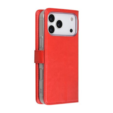 TUNIQ TUNIQ iPhone 18 Pro Max Back cover case - PU+TPU Booktype Case - Red TUNIQ TUNIQ iPhone 18 Pro Max Back cover case - PU+TPU Booktype Case - Red
