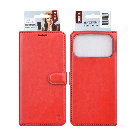 TUNIQ TUNIQ iPhone 18 Pro Max Back cover case - PU+TPU Booktype Case - Red TUNIQ TUNIQ iPhone 18 Pro Max Back cover case - PU+TPU Booktype Case - Red