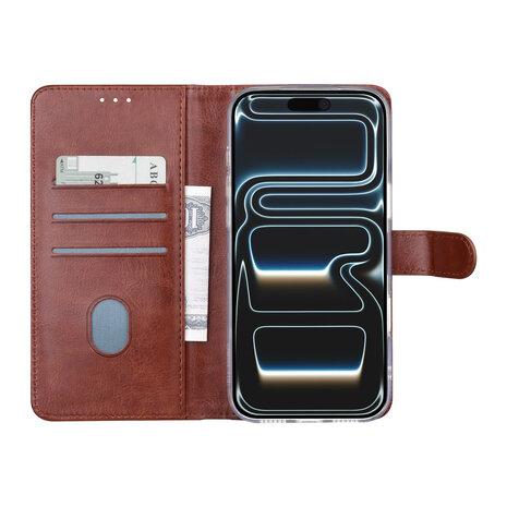 TUNIQ TUNIQ iPhone 18 Pro Max Back cover case - PU+TPU Booktype Case - Brown TUNIQ TUNIQ iPhone 18 Pro Max Back cover case - PU+TPU Booktype Case - Brown