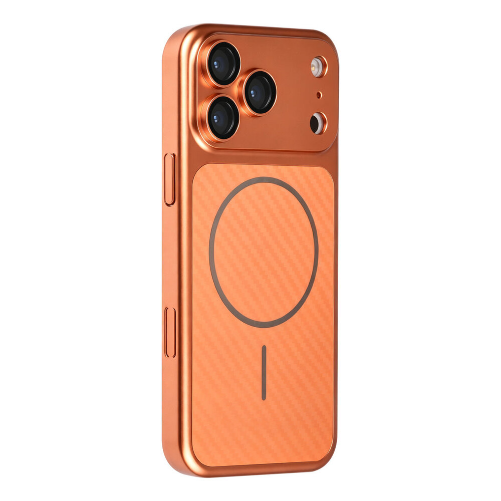 TUNIQ TUNIQ iPhone 18 Pro Max Backcover hoesje - Magsafe With fiber pattern PC - Oranje TUNIQ TUNIQ iPhone 18 Pro Max Backcover hoesje - Magsafe With fiber pattern PC - Oranje