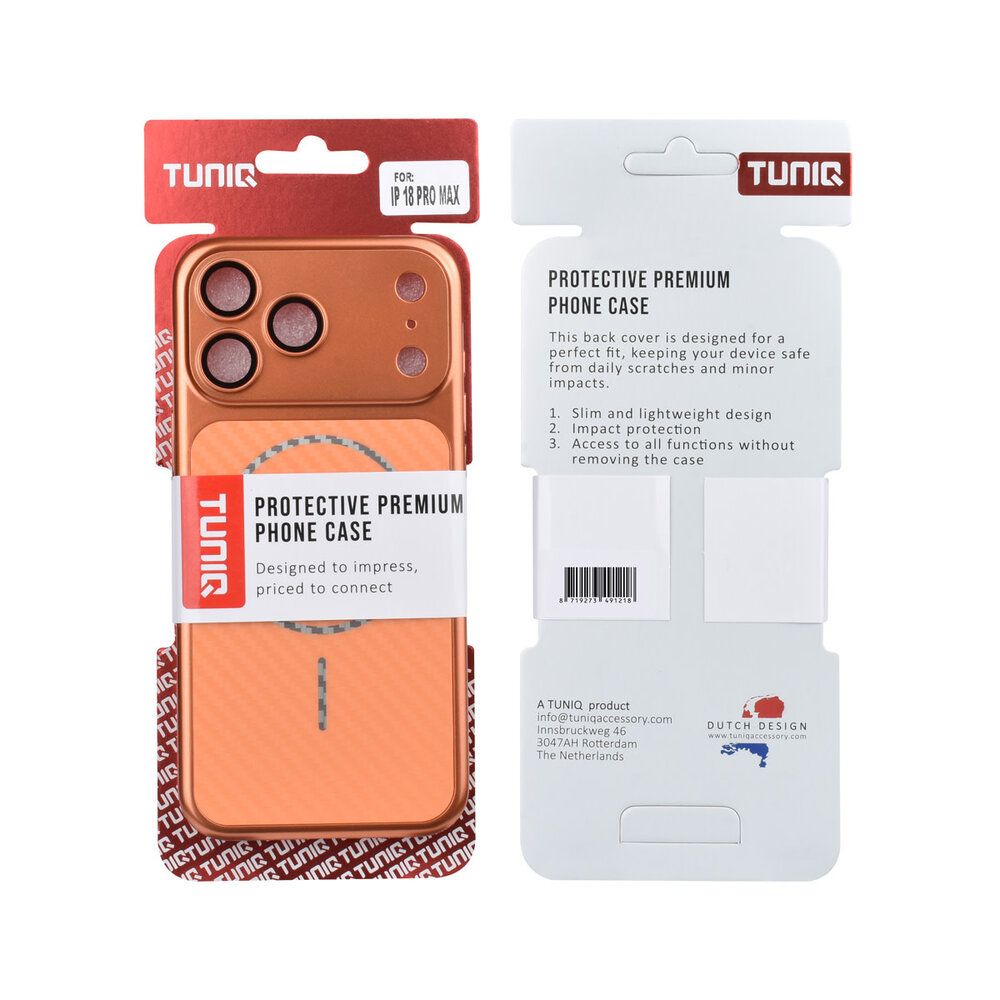 TUNIQ TUNIQ iPhone 18 Pro Max Backcover hoesje - Magsafe With fiber pattern PC - Oranje TUNIQ TUNIQ iPhone 18 Pro Max Backcover hoesje - Magsafe With fiber pattern PC - Oranje