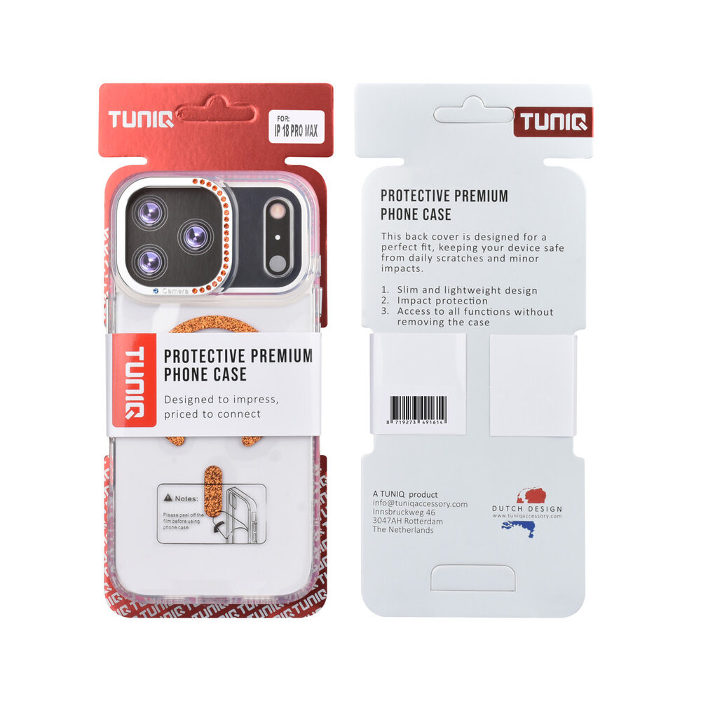 TUNIQ TUNIQ iPhone 18 Pro Max Back-Cover hul - Diamond MagSafe TPU+PC - Orange TUNIQ TUNIQ iPhone 18 Pro Max Back-Cover hul - Diamond MagSafe TPU+PC - Orange