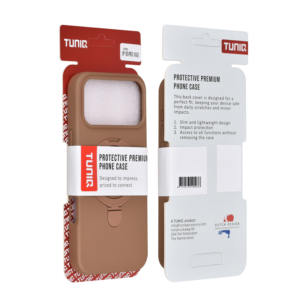 TUNIQ iPhone 18 Pro Max Backcover hoesje - Back cover case TPU - Bruin, foto 3 van 4