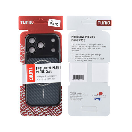 TUNIQ TUNIQ iPhone 18 Pro Back cover case - Magsafe With fiber pattern PC - Black