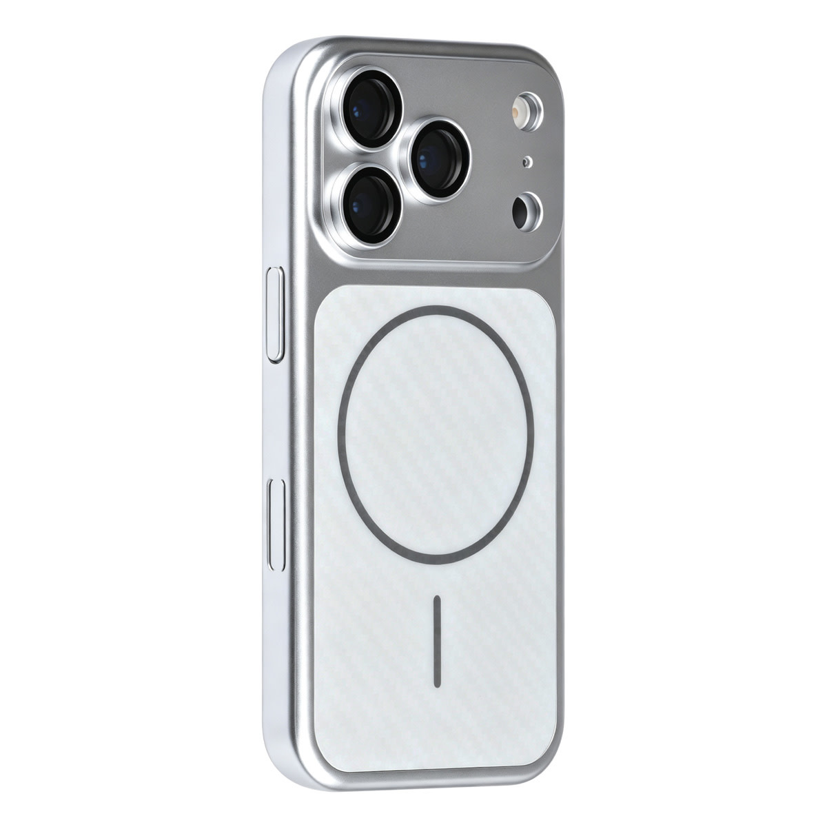 TUNIQ TUNIQ iPhone 18 Pro Backcover hoesje - Magsafe With fiber pattern PC - Zilver