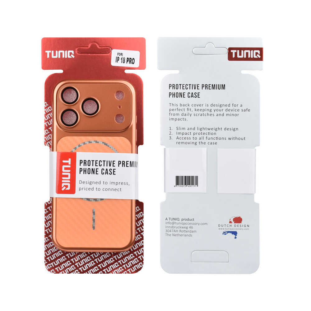 TUNIQ TUNIQ iPhone 18 Pro Back cover case - Magsafe With fiber pattern PC - Orange