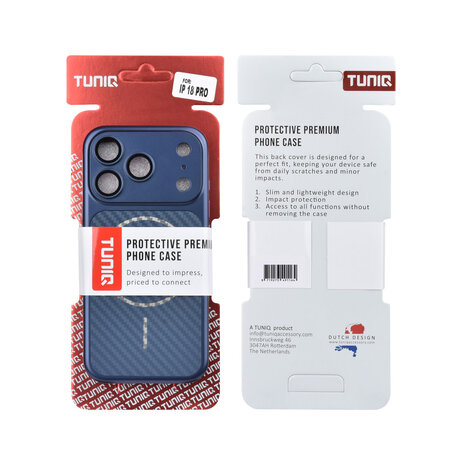 TUNIQ TUNIQ iPhone 18 Pro Backcover hoesje - Magsafe With fiber pattern PC - Blauw TUNIQ TUNIQ iPhone 18 Pro Backcover hoesje - Magsafe With fiber pattern PC - Blauw