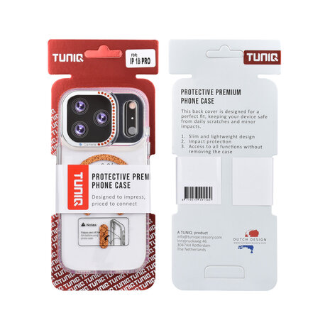 TUNIQ TUNIQ iPhone 18 Pro Back-Cover hul - Diamond MagSafe TPU+PC - Orange TUNIQ TUNIQ iPhone 18 Pro Back-Cover hul - Diamond MagSafe TPU+PC - Orange