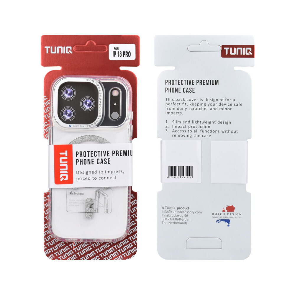 TUNIQ TUNIQ iPhone 18 Pro Back cover coque - Diamond MagSafe TPU+PC - Gris TUNIQ TUNIQ iPhone 18 Pro Back cover coque - Diamond MagSafe TPU+PC - Gris