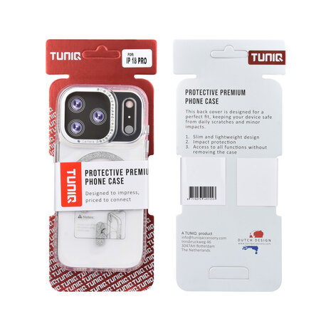 TUNIQ TUNIQ iPhone 18 Pro Back cover coque - Diamond MagSafe TPU+PC - Gris TUNIQ TUNIQ iPhone 18 Pro Back cover coque - Diamond MagSafe TPU+PC - Gris