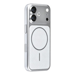 TUNIQ iPhone 18 Backcover hoesje - Magsafe With fiber pattern PC - Zilver
