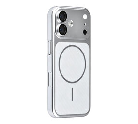TUNIQ TUNIQ iPhone 18 Back cover case - Magsafe With fiber pattern PC - Silver TUNIQ TUNIQ iPhone 18 Back cover case - Magsafe With fiber pattern PC - Silver