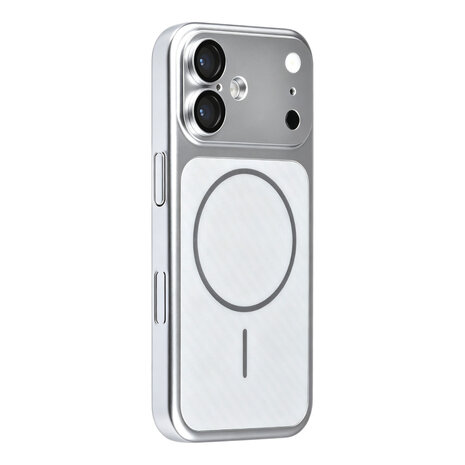 TUNIQ TUNIQ iPhone 18 Back cover case - Magsafe With fiber pattern PC - Silver TUNIQ TUNIQ iPhone 18 Back cover case - Magsafe With fiber pattern PC - Silver