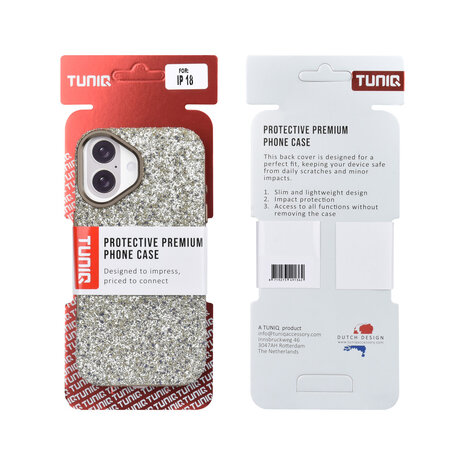 TUNIQ TUNIQ iPhone 18 Back-Cover hul - Glitter Magsafe TPU+PC - Silber TUNIQ TUNIQ iPhone 18 Back-Cover hul - Glitter Magsafe TPU+PC - Silber