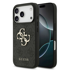 Guess iPhone 18 Pro/iPhone 17 Pro Hartschalenhülle PU 4G Großes Logo - Schwarz