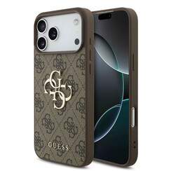 Guess iPhone 18 Pro/iPhone 17 Pro Hartschalenhülle PU 4G Großes Logo - Braun