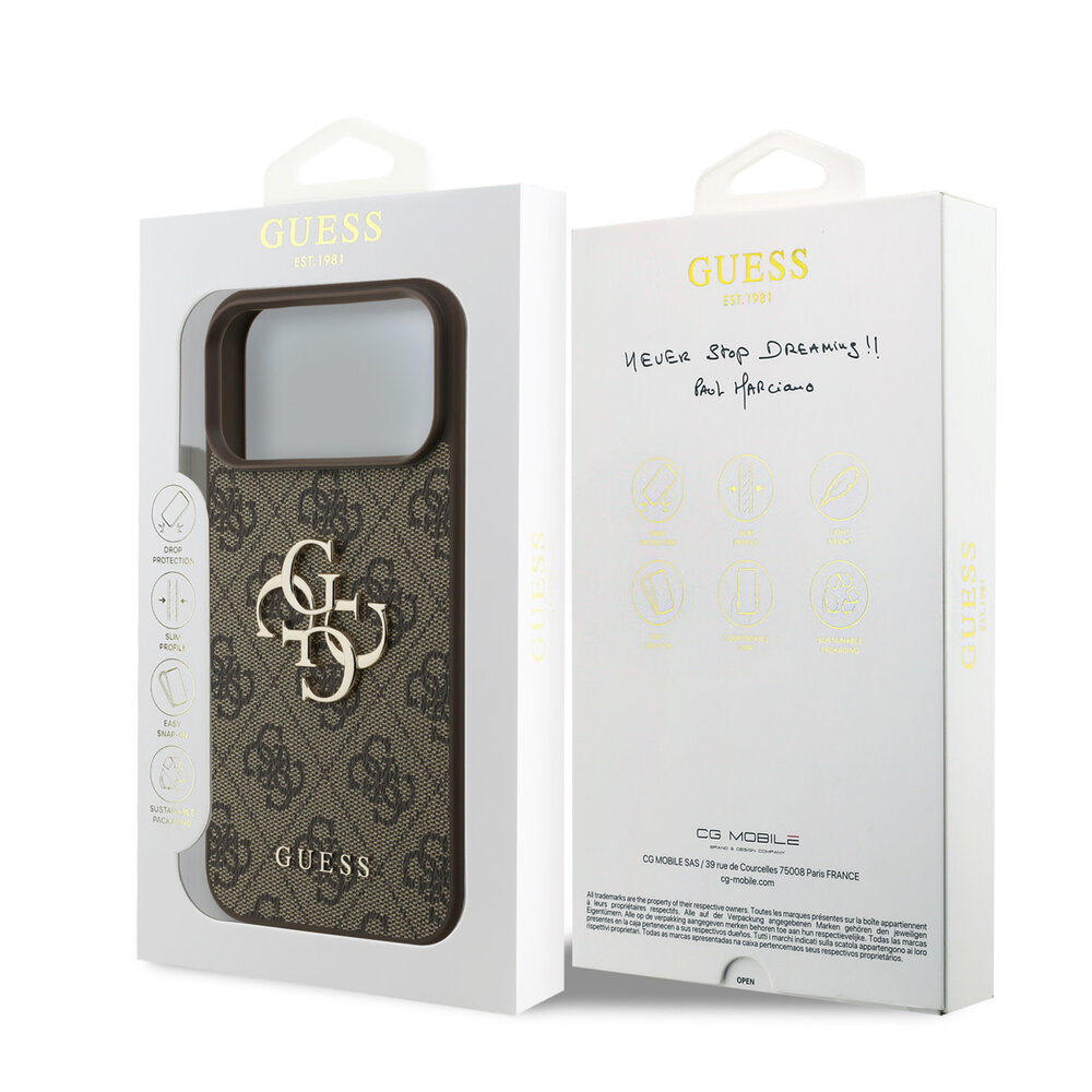 Guess Guess iPhone 18 Pro Back cover case - HC 4G PU Big Logo - Brown