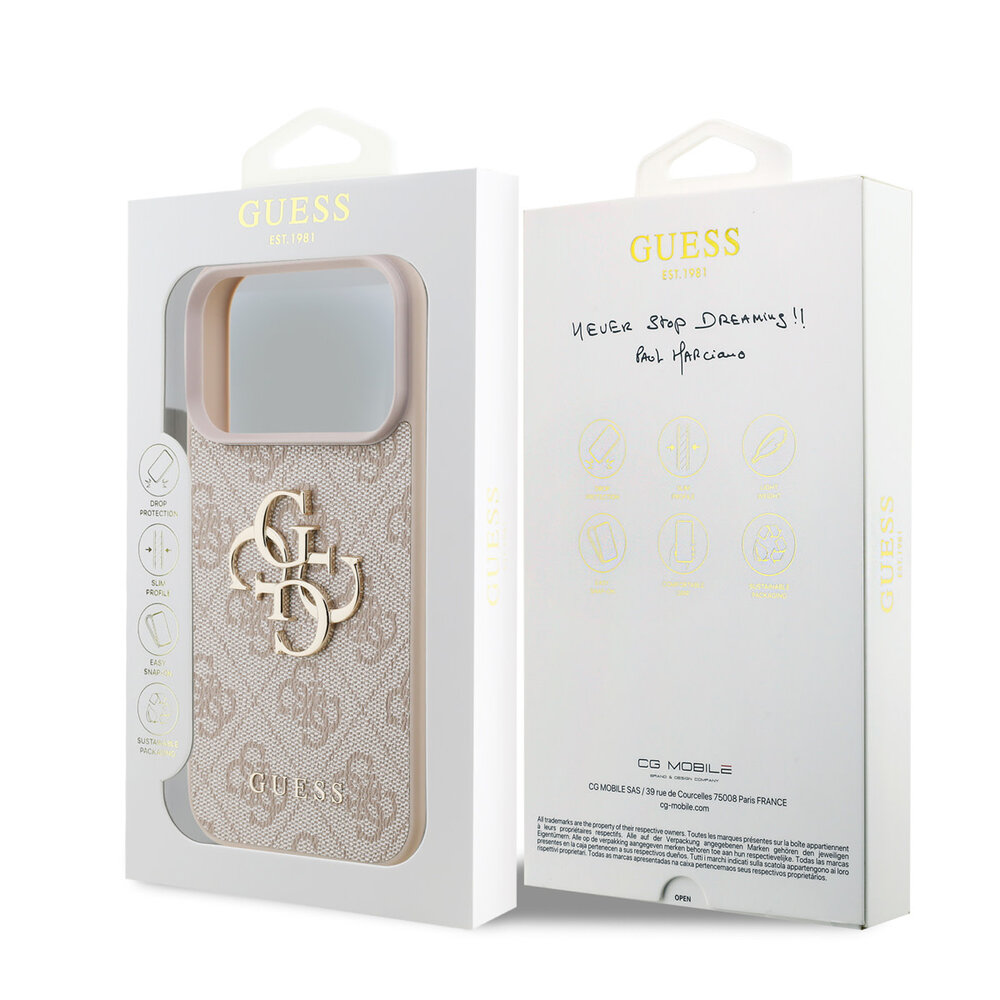 Guess Guess iPhone 18 Pro Back cover coque - HC 4G PU Big Logo - Rose Guess Guess iPhone 18 Pro Back cover coque - HC 4G PU Big Logo - Rose