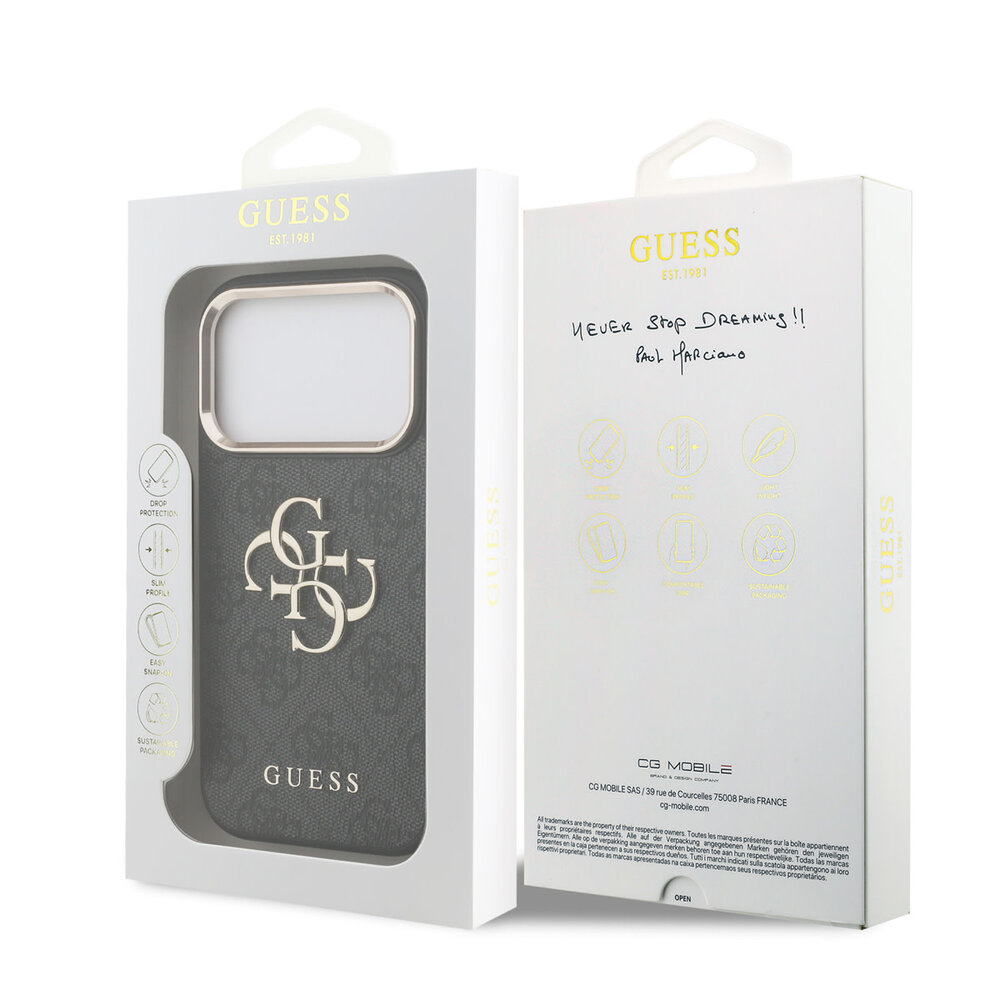 Guess Guess iPhone 18 Pro Back cover coque - HC 4G PU With Big 4G Classic Logo GD - Noir Guess Guess iPhone 18 Pro Back cover coque - HC 4G PU With Big 4G Classic Logo GD - Noir