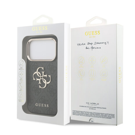 Guess Guess iPhone 18 Pro Back cover coque - HC 4G PU With Big 4G Classic Logo GD - Noir Guess Guess iPhone 18 Pro Back cover coque - HC 4G PU With Big 4G Classic Logo GD - Noir