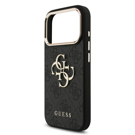Guess Guess iPhone 18 Pro Back cover case - HC 4G PU With Big 4G Classic Logo GD - Black
