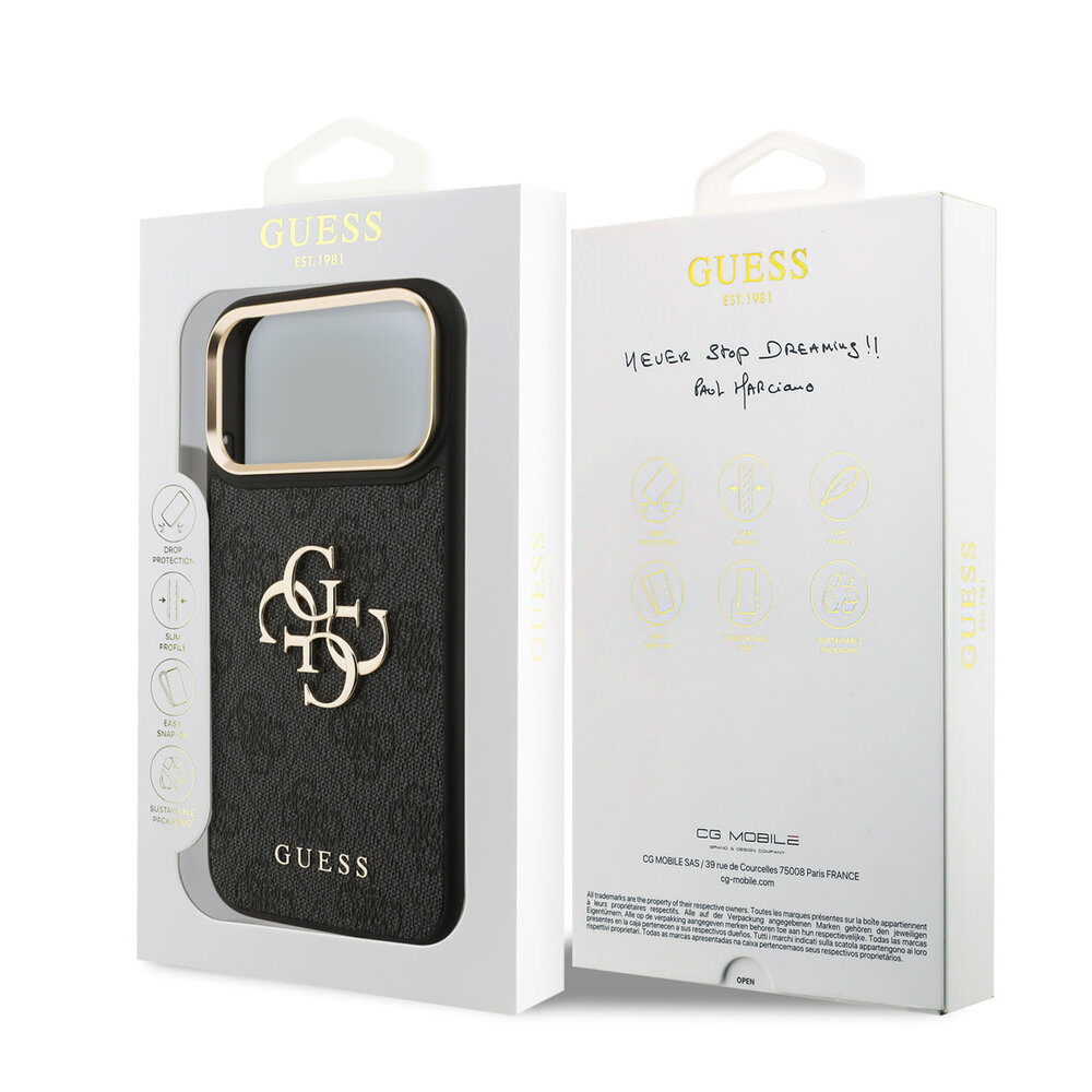 Guess Guess iPhone 18 Pro Max Backcover hoesje - HC 4G PU With Big 4G Classic Logo GD - Zwart Guess Guess iPhone 18 Pro Max Backcover hoesje - HC 4G PU With Big 4G Classic Logo GD - Zwart