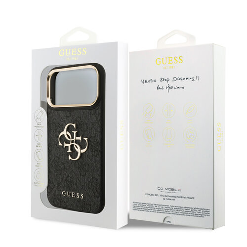 Guess Guess iPhone 18 Pro Max/iPhone 17 Pro Max Hartschalenhülle PU 4G Großes klassisches 4G-Logo GD - Schwarz