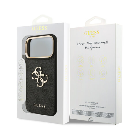 Guess Guess iPhone 18 Pro Max Back-Cover hul - HC 4G PU With Big 4G Classic Logo GD - Schwarz