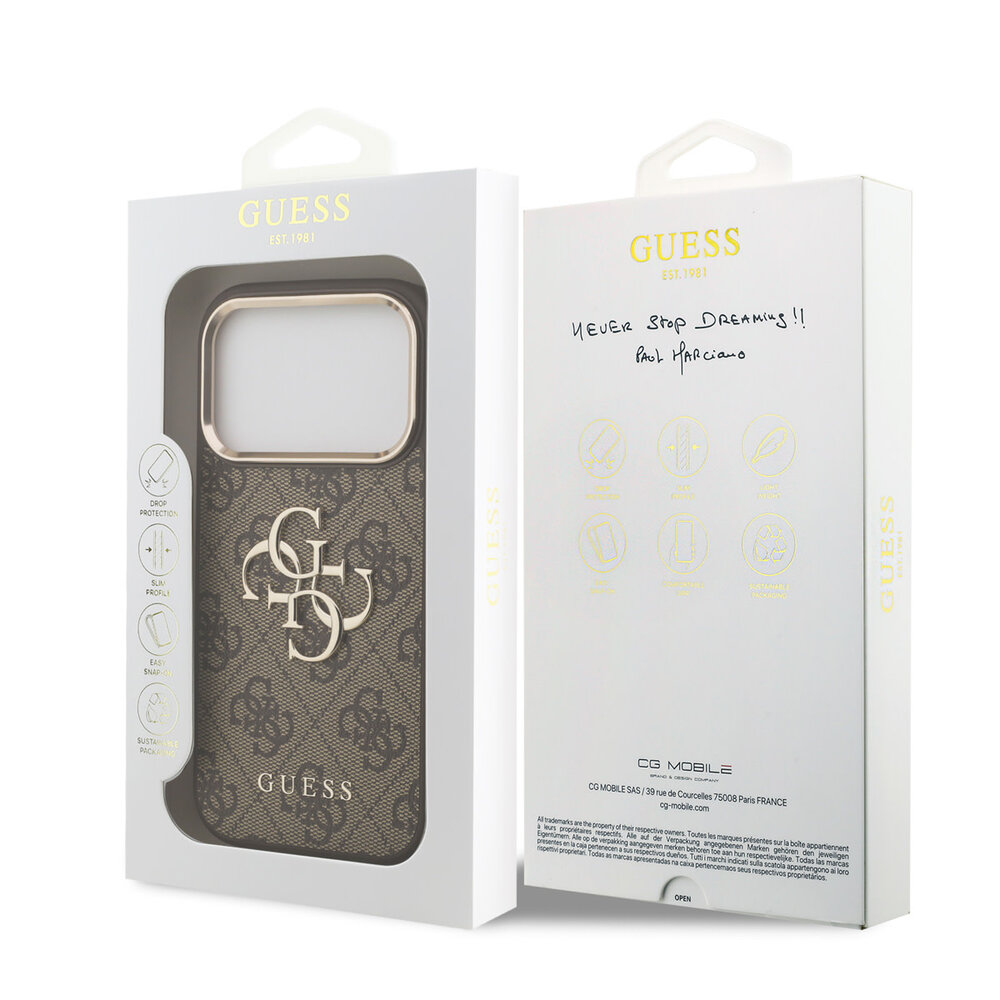 Guess Guess iPhone 18 Pro Max Back cover case - HC 4G PU With Big 4G Classic Logo GD - Brown Guess Guess iPhone 18 Pro Max Back cover case - HC 4G PU With Big 4G Classic Logo GD - Brown
