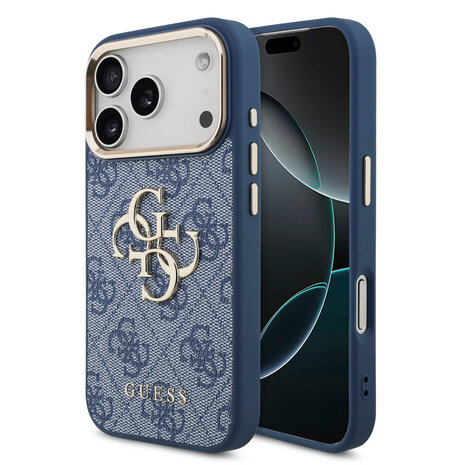 Guess Guess iPhone 18 Pro Back-Cover hul - HC 4G PU With Big 4G Classic Logo GD - Blau Guess Guess iPhone 18 Pro Back-Cover hul - HC 4G PU With Big 4G Classic Logo GD - Blau