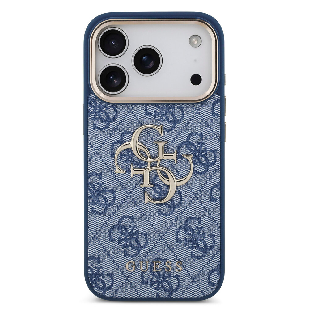 Guess Guess iPhone 18 Pro Back cover coque - HC 4G PU With Big 4G Classic Logo GD - Bleu