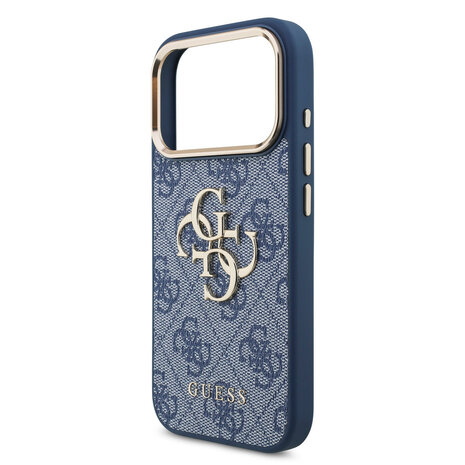 Guess Guess iPhone 18 Pro Back cover coque - HC 4G PU With Big 4G Classic Logo GD - Bleu